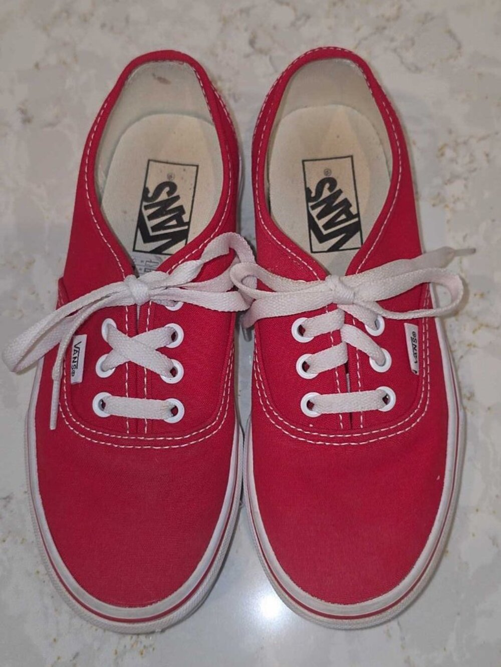 Vans Authentic Red White Canvas Sneakers Womens 6 Mens 4.5 NEW WITHOUT BOX
